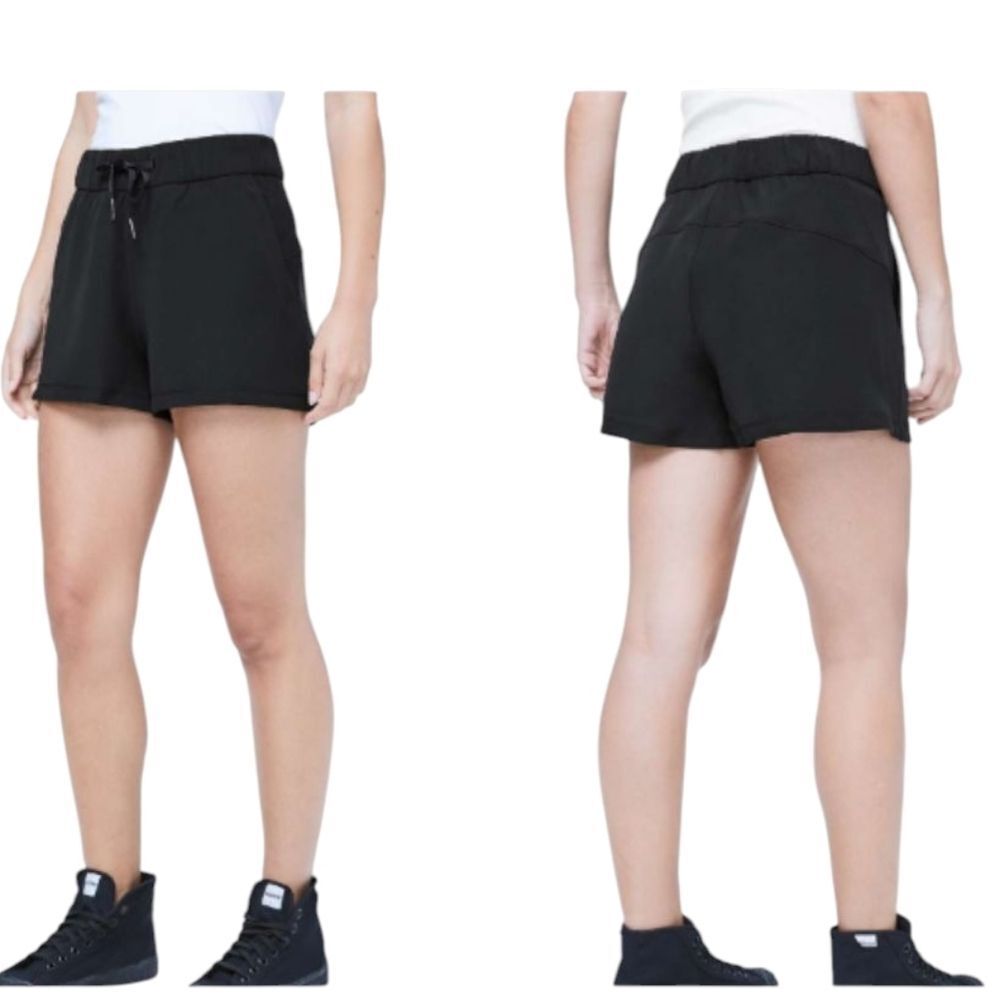 Lululemon On The Fly Short Black Travel Woven Fabric Wrinkle Resistant Size 10